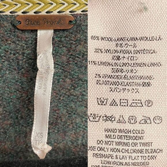 FREE PEOPLE Boho Irresistible Oversized Wool V-Neck Sweater Green XS - Picture 7 of 11